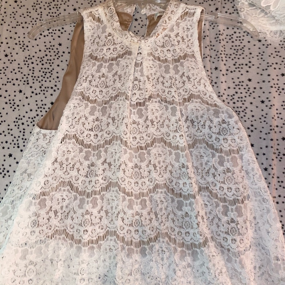 Scalloped lace halter top